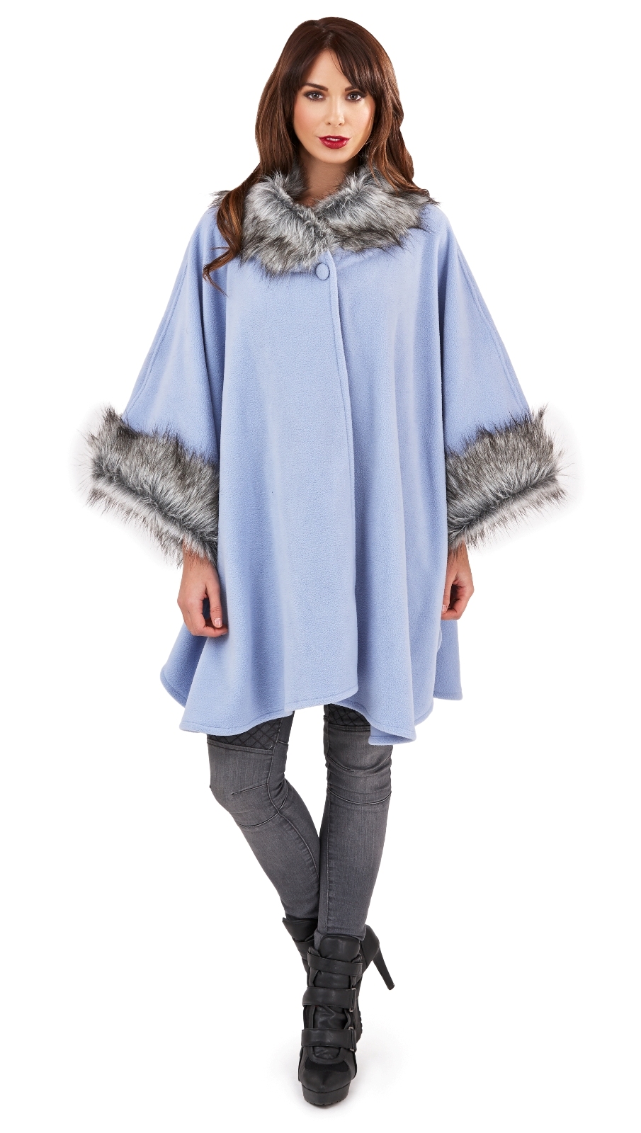 LESS than HALF PRICE Womens Fur Collar Shawl Ladies Poncho Throw Cape